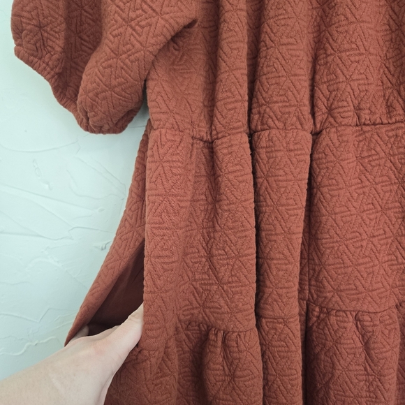 NWT Polagram Thick Rust Orange Puff Sleeve Dress, XL - Picture 7 of 11